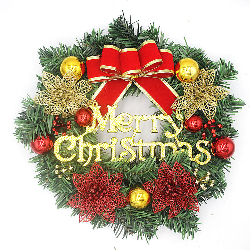 Christmas Wreath with Artificial Flowers - Thumbnail 2
