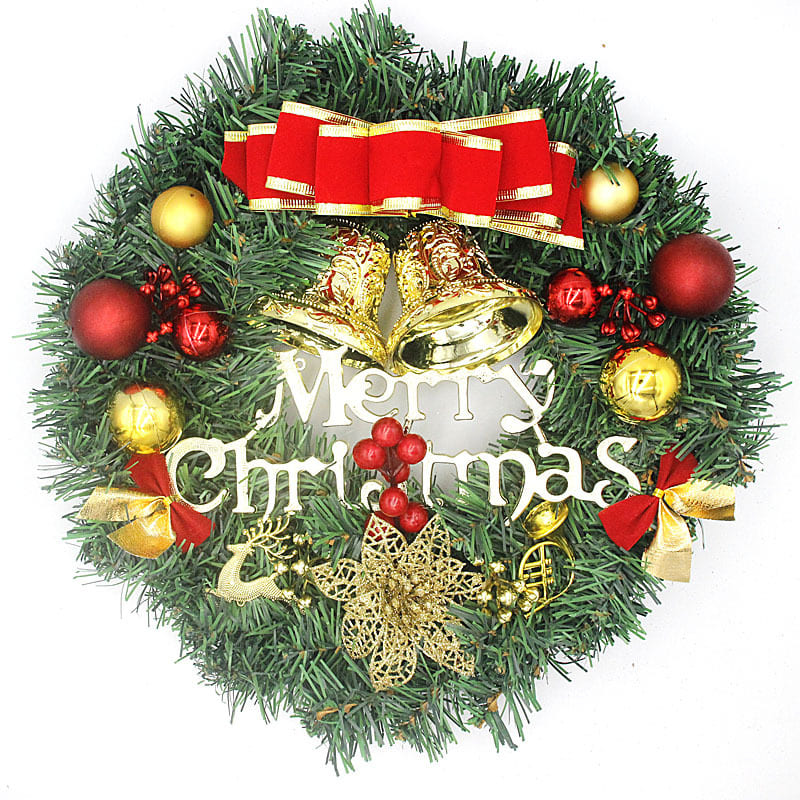 Christmas Wreath with Artificial Flowers - Thumbnail 3