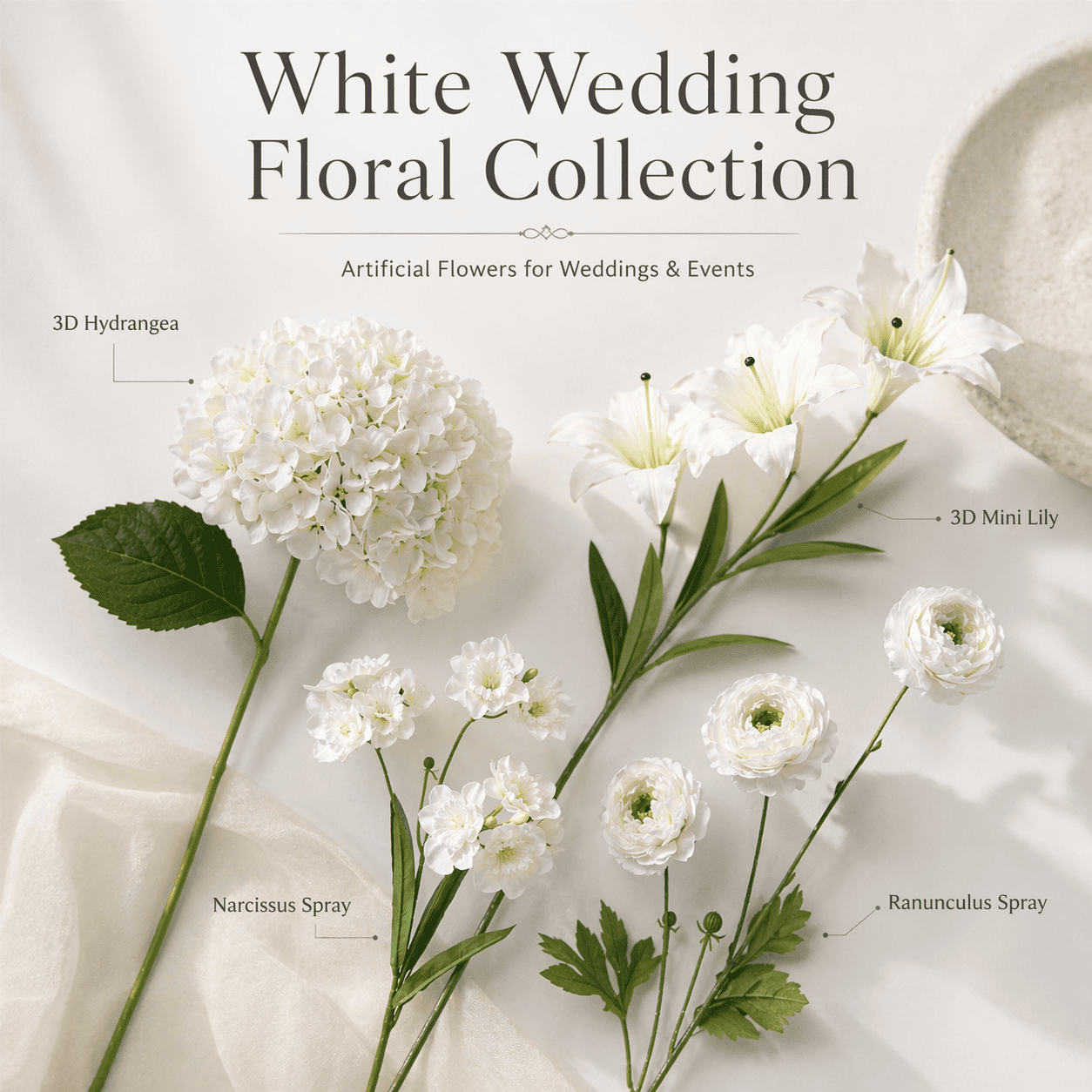 White Series Artificial Flower Bouquet