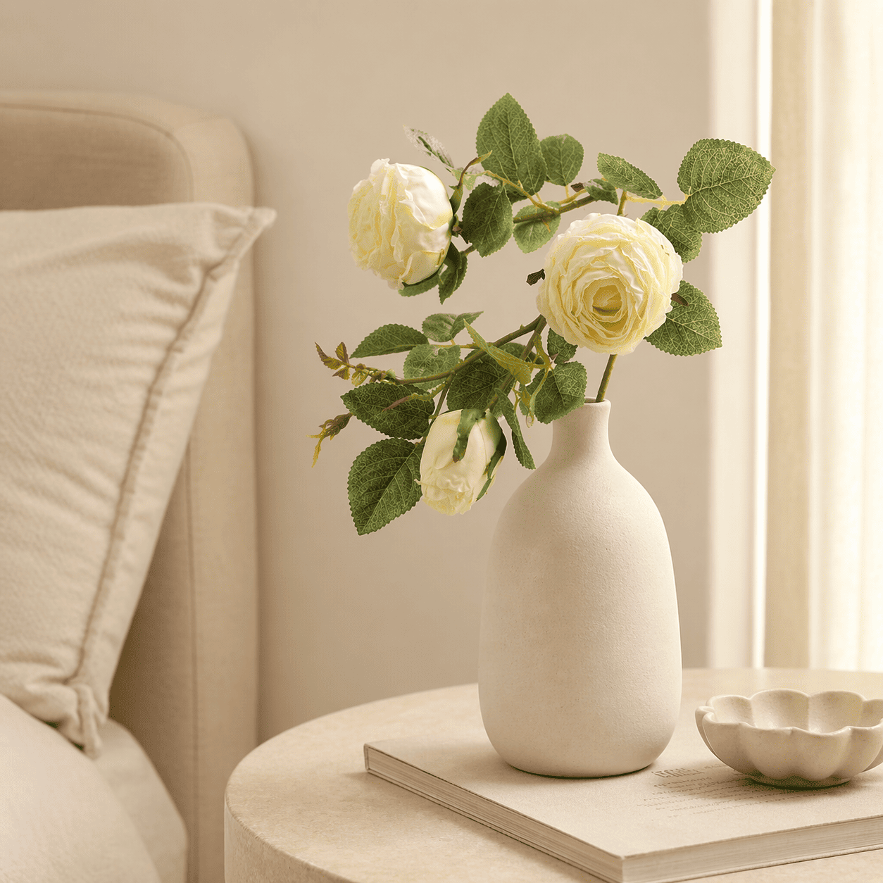 Artificial Burnt-Edge Rose Stem